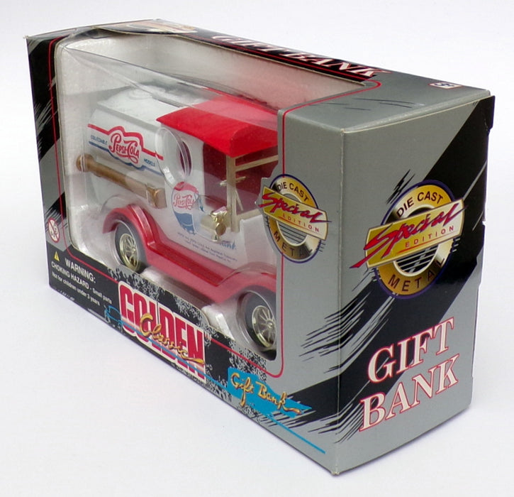 Golden Wheel 16cm Long Diecast 32404 - Model Truck Coin Bank & Key - Pepsi Cola