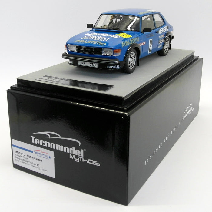 Tecnomodel 1/18 Scale T18-91D Saab 99 Turbo Swedish Rally 1981 #3 Blomqvist