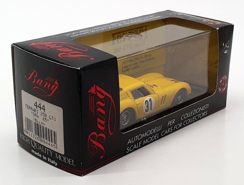 上品なブランド - GTO 250 Ferrari - 444 Scale 1/43 Bang #31 1965 SPA BBR