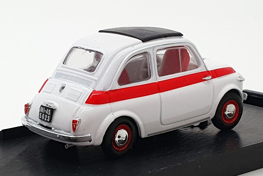 Brumm 1/43 Scale 40-220396 - 1959 Fiat 500 Sport Tetto Aprible - White/Red