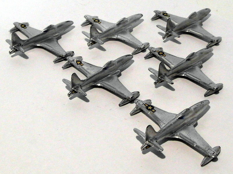 Vintage Dinky 733 70F - Set Of Six Shooting Star Jet Fighters - Silver