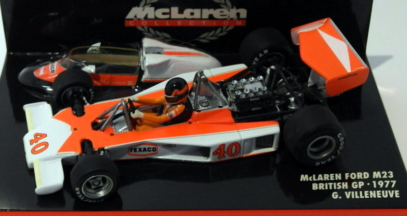 Minichamps 1/43 Scale 530 774340 - F1 McLaren Ford M23 British GP #40 Villeneuve