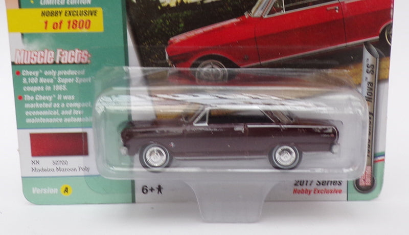 Johnny Lightning 1/64 Scale JLMC010 - 1965 Chevrolet Nova SS Madeira Maroon Poly