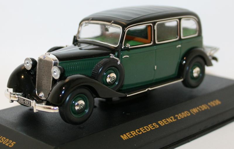 Ixo 1/43 Scale - MUS025 - Mercedes Benz 260D W138 1936 - Green / Black
