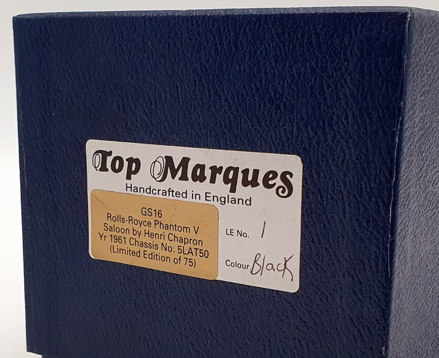 Top Marques Gold Series 1/43 Scale GS16 - 1961 Rolls Royce Phantom V - Black