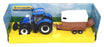 Burago 1/32 Scale 18-44069 - New Holland Tractor & Horse Trailer - Blue