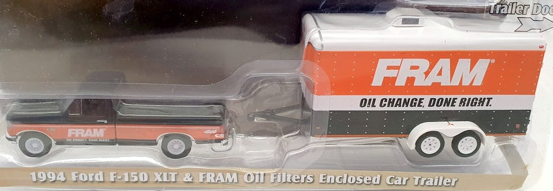 Greenlight 1/64 Scale 32210-B - 1994 Ford XLT & Fram Oil Filter Enclosed Trailer