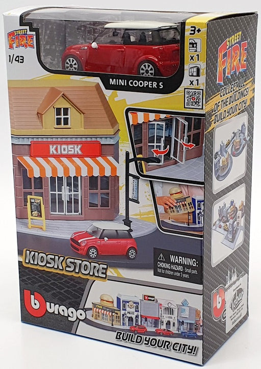 Burago 1/43 Scale Model Car #18 31506 - BMW Mini Cooper And Kiosk Store