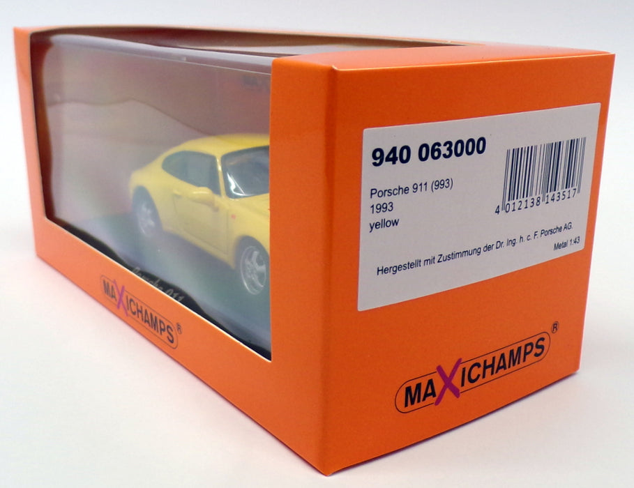 Maxichamps 1/43 Scale 940 063000 - 1993 Porsche 911 (993) - Yellow