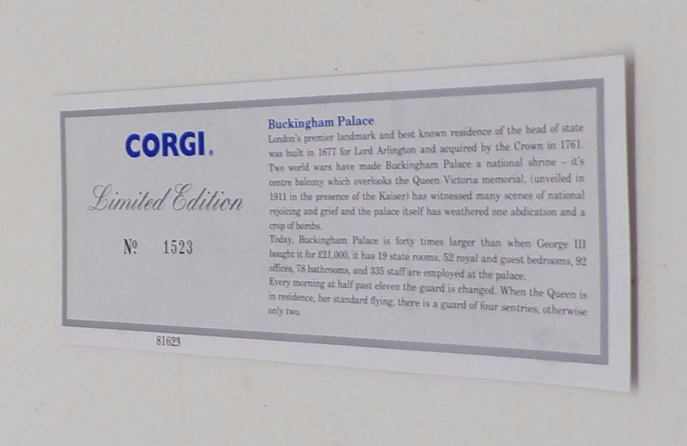 Corgi Appx 13cm Long Diecast 97150 - Thornycroft Van - Buckingham Palace