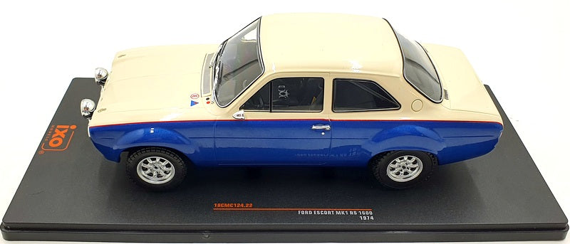 Ixo 1/18 Scale 18CMC124 - Ford Escort MKI RS 1600 1974 - White/Blue