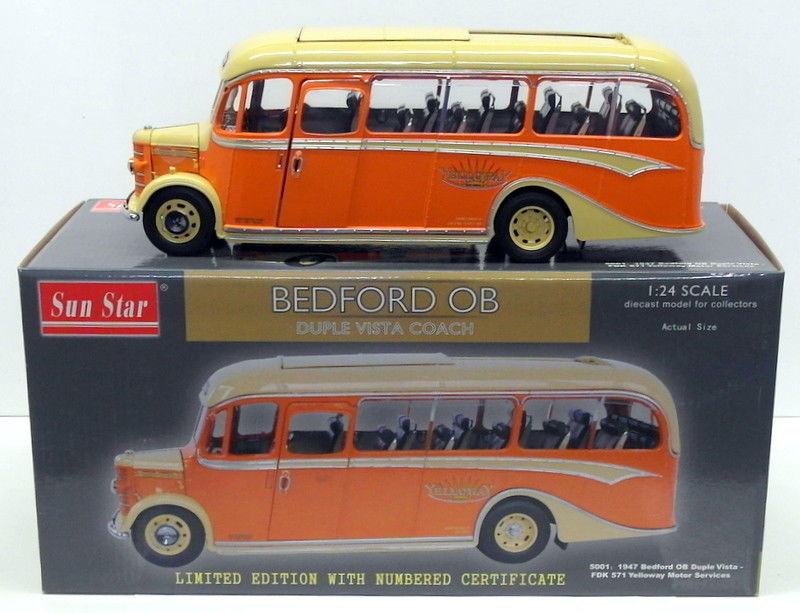 Sun Star 1/24 Scale Bus 5001 - Bedford OB Duple Vista Coach - Cream Orange