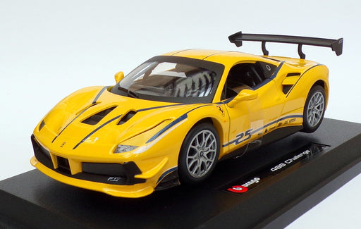 Burago 1/24 Scale Model Car 18-26307 - Ferrari 488 Challenge - Yellow