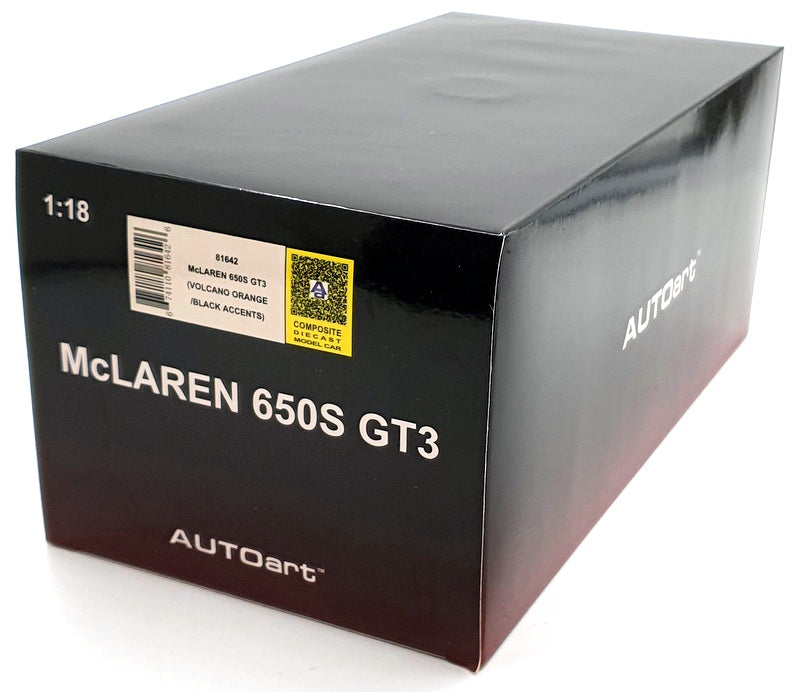 Autoart 1/18 Scale Diecast 81642 - McLaren 650S GT3 - Volcano Orange/Black