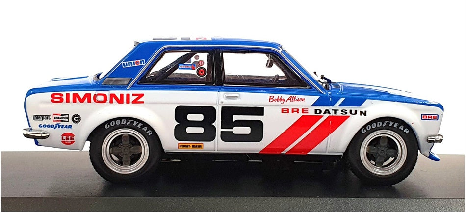 Greenlight 1/43 Scale 86345 - 1972 Bre Datsun 510 #85 Bobby Allison - Blue/White