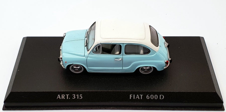 Detail Cars 1/43 Scale Model Car ART315 - 1965 Fiat 600D  - Lgt Blue/White