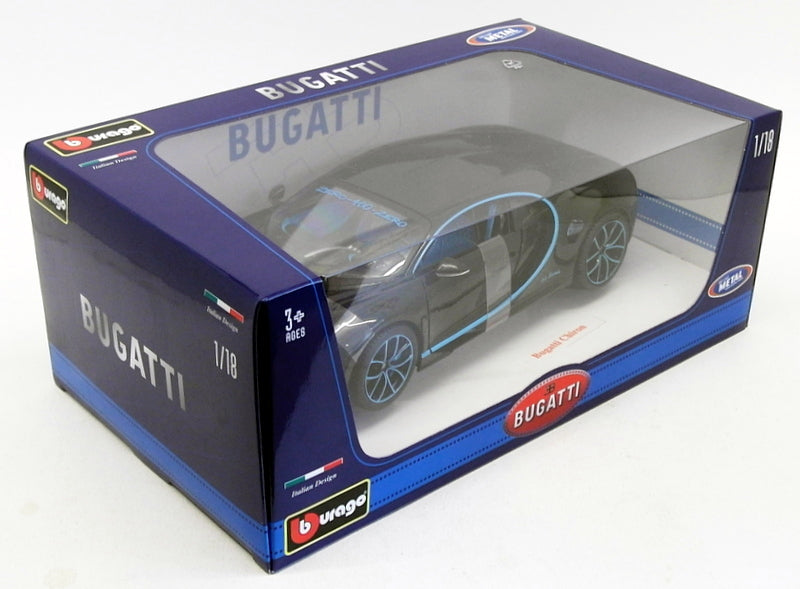 Burago 1/18 Scale Diecast Model Car 18-11040BK - Bugatti Chiron - Black