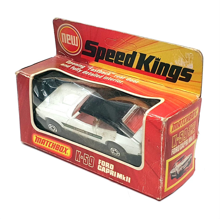 Matchbox Appx 10cm Long Diecast K-59 - Ford Capri MkII - White/Black