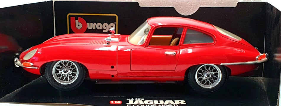 Burago 1/18 Scale Diecast 3018 - 1961 Jaguar E Coupe - Red
