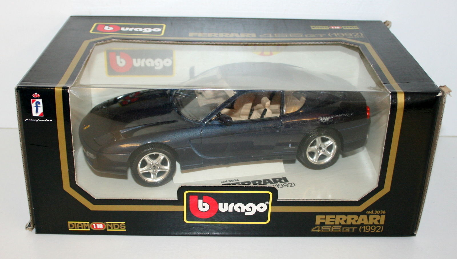 BURAGO 1/18 - COD. 3036 FERRARI 456GT 1992 - METALLIC BLUE